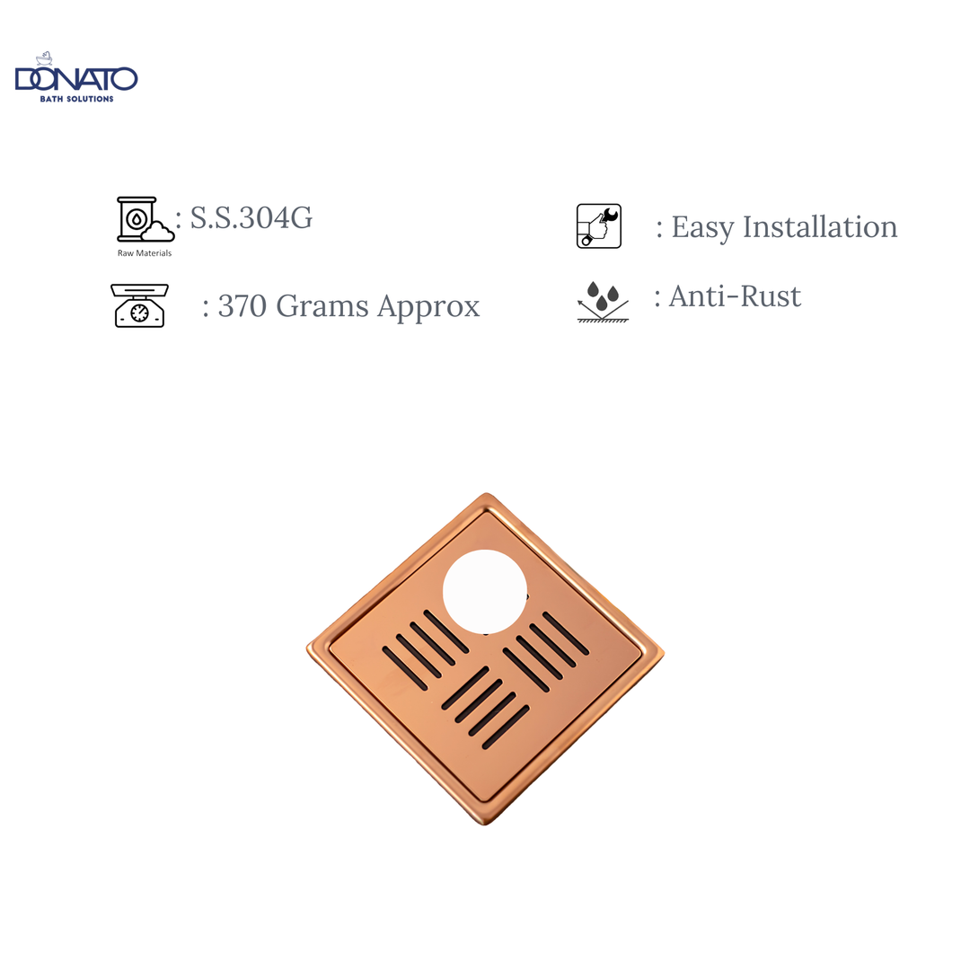 GLORY HOLE 6"x6" ROSE GOLD - SS 304 GRATINGS