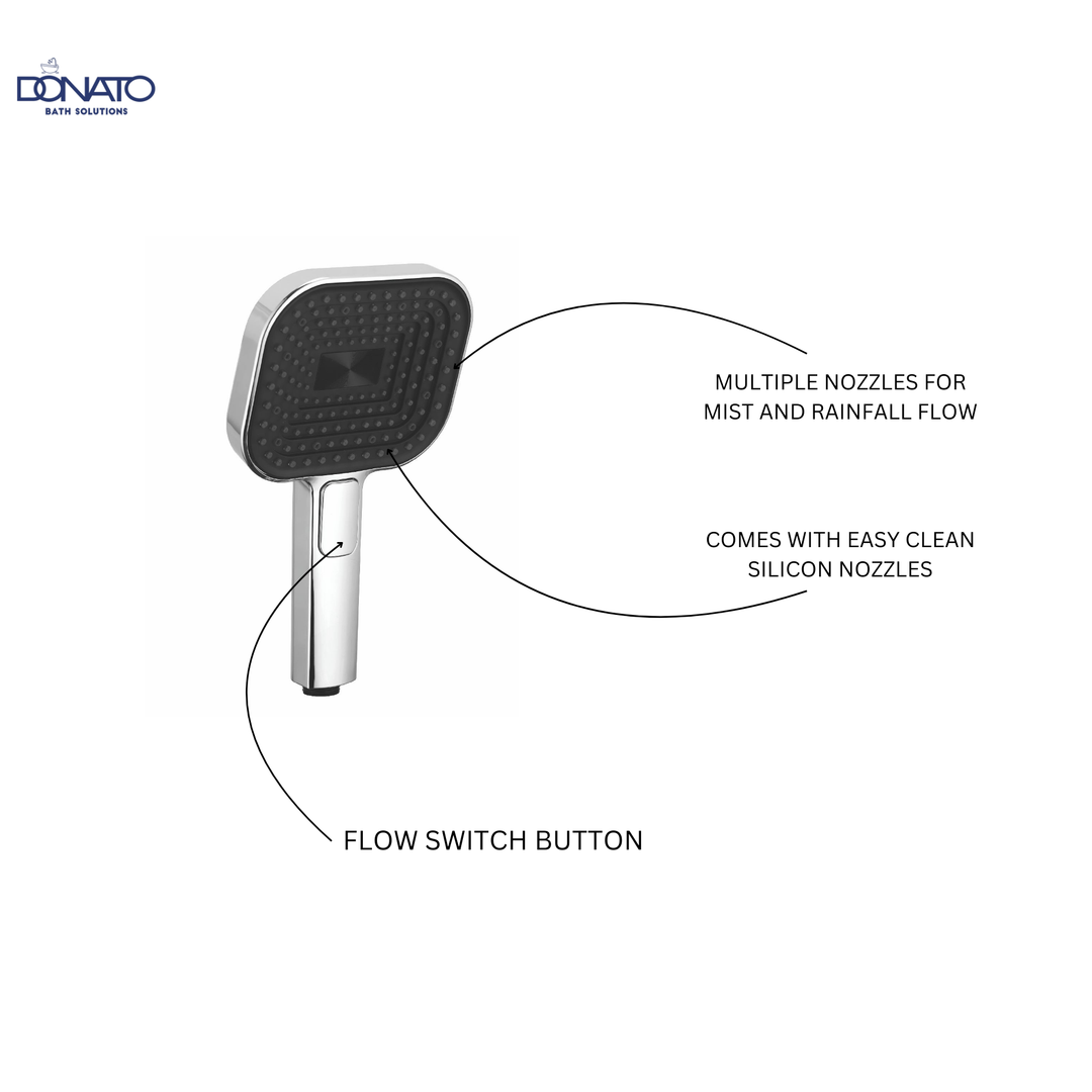 DRIZZLE SQUARE HAND SHOWER WITH 1.5 MTRS. SHOWER TUBE AND SHOWER HOOK