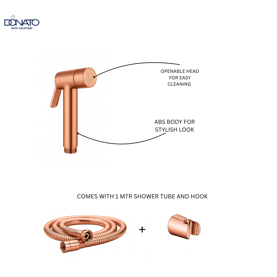 DAISY ROSE GOLD HEALTH FAUCET WITH 1.0 MTRS. HD SHOWER TUBE AND HOOK