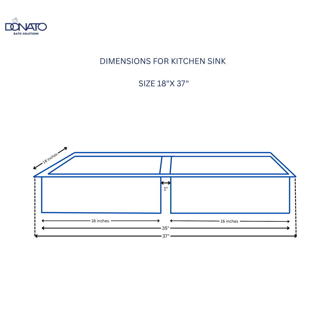 DONATO 37" X 18 " HANDMADE KITCHEN SINK 304 GRADE 1MM MADE IN INDIA