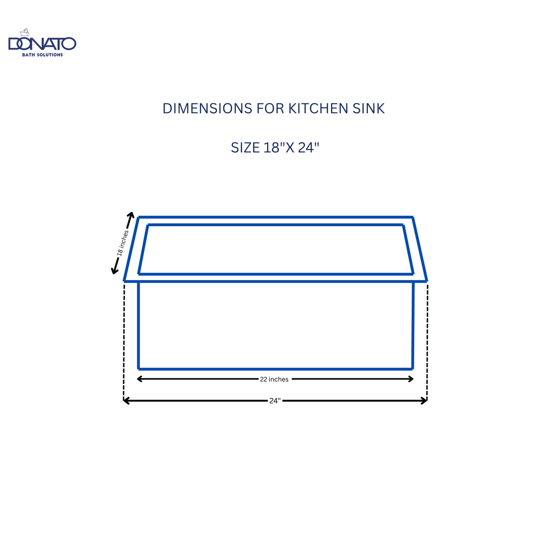 DONATO 24" X 18 " HANDMADE KITCHEN SINK 304 GRADE 0.8MM MADE IN INDIA