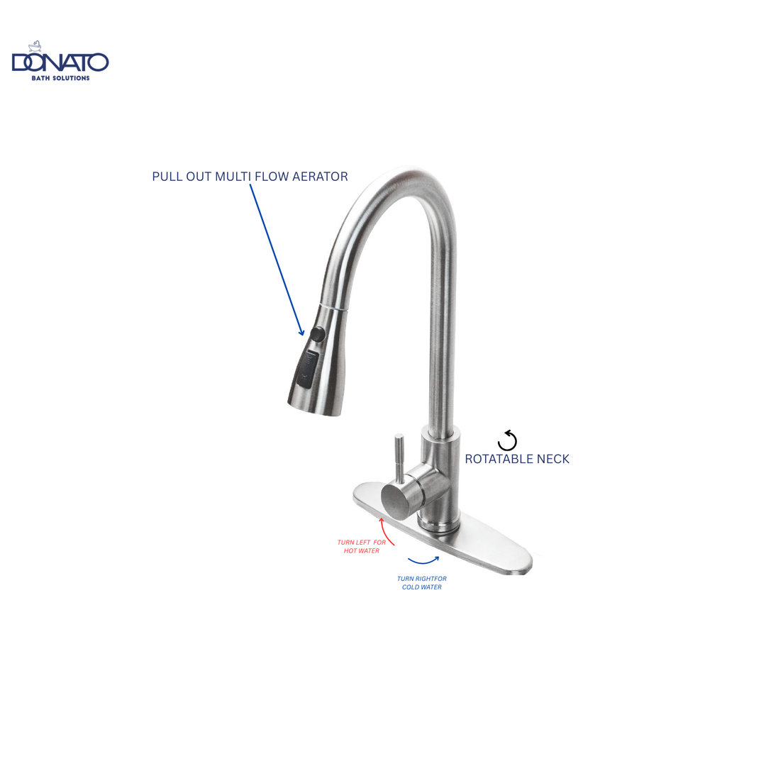 DONATO SINGLE LEVER SINK MIXER TABLE MOUNTED- STAINLESS STEEL