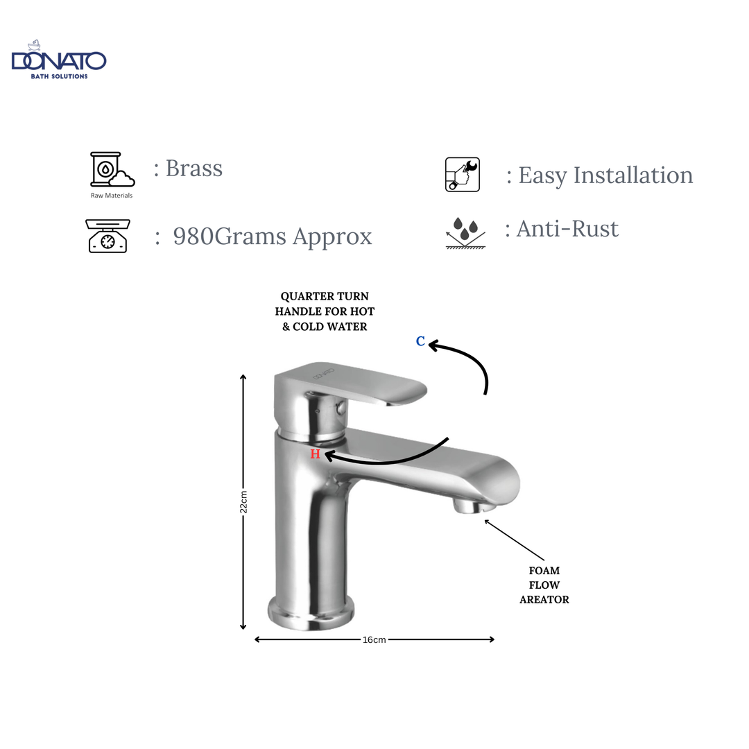 GRACE Single Lever Basin Mixer - Modern Bathroom Faucet