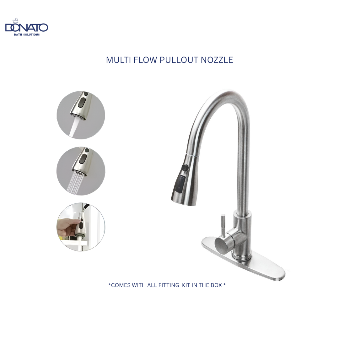 DONATO WATERFALL KITCHEN SINK 30" X 18"  304GRADE STEEL WITH 304 GRADE ACCESSORIES HEAVY DUTY