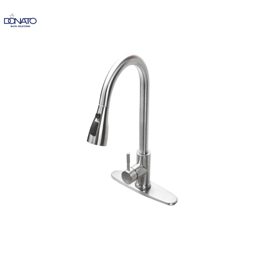 DONATO SINGLE LEVER PULLOUT SINK MIXER TABLE MOUNTED- STAINLESS STEEL
