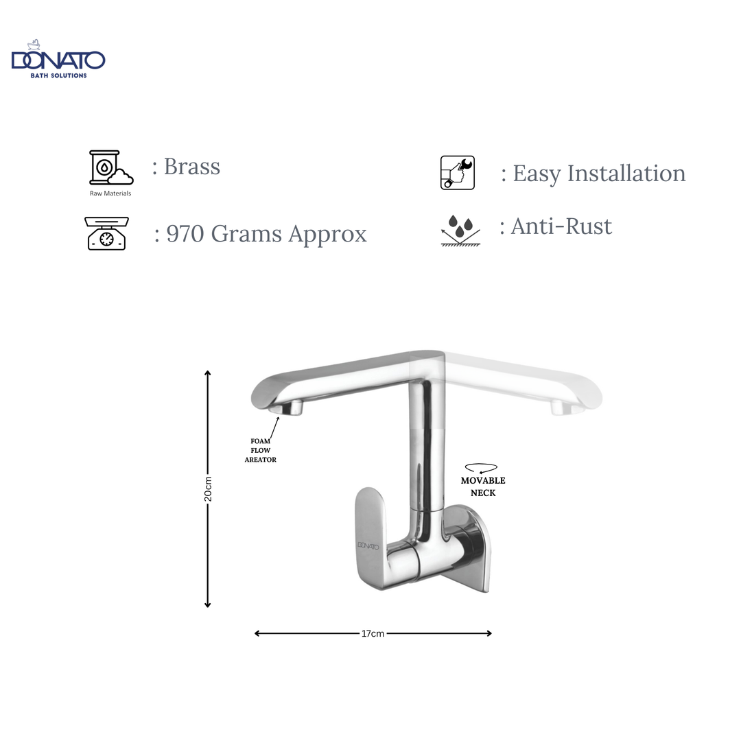 DONATO BRASS SINK COCK WALL MOUNTED -GRACE