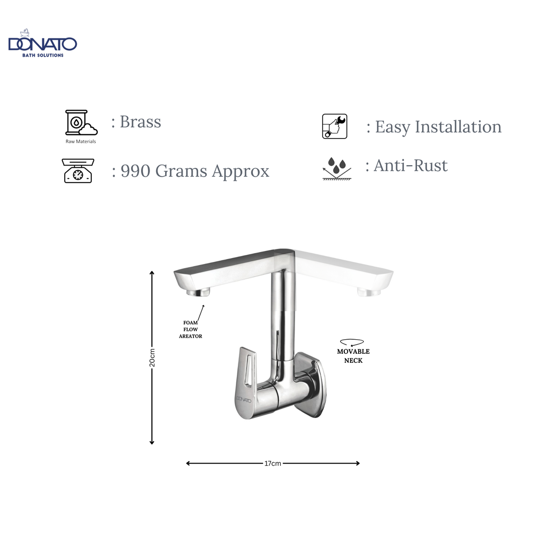 DONATO BRASS SINK COCK WALL MOUNTED -lavish