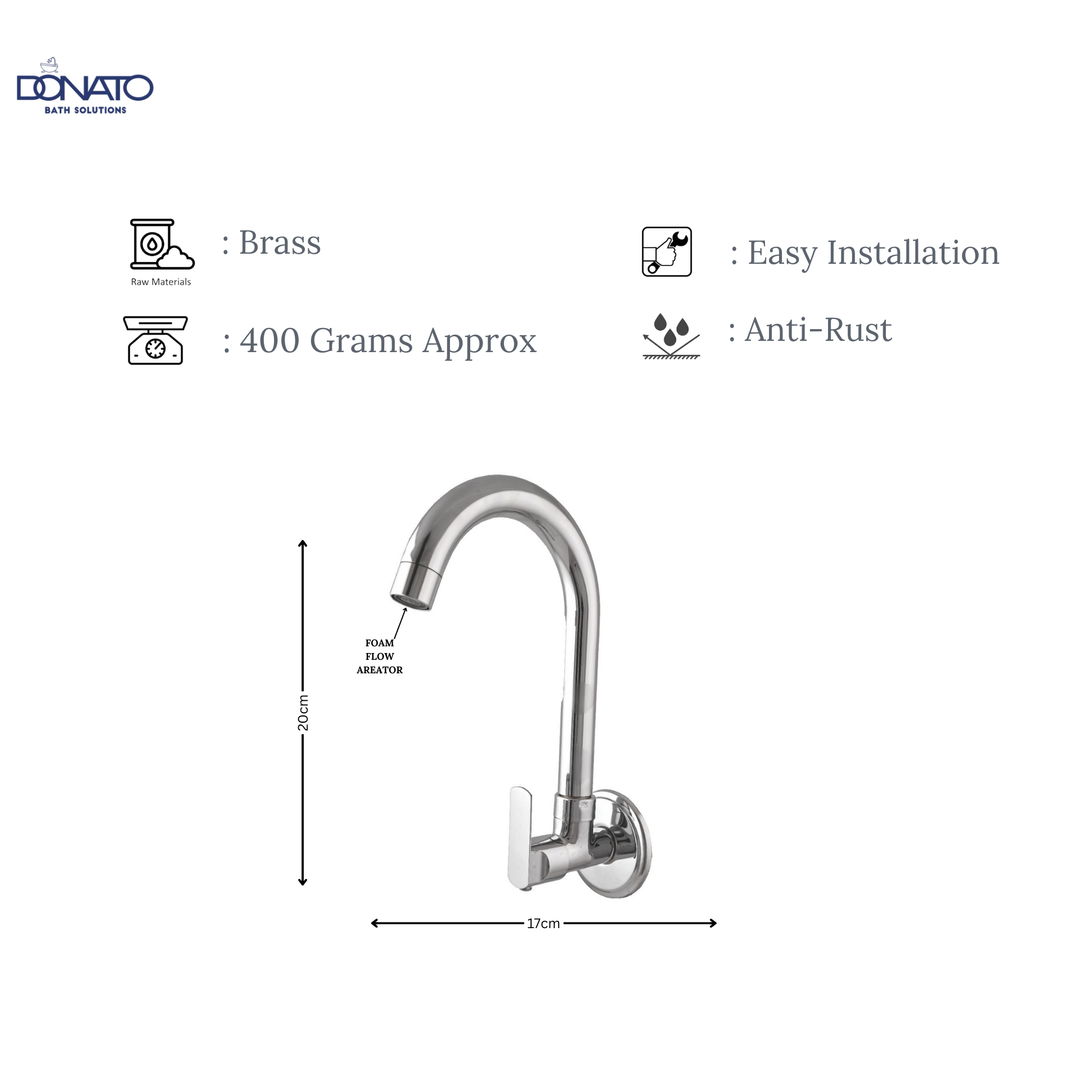 DONATO BRASS SINK COCK WALL MOUNTED -sleek