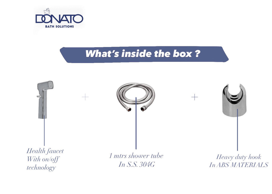 DORKY CLICK BUTTON HEALTH FAUCET WITH 1.0 MTRS. HD SHOWER TUBE AND HOOK