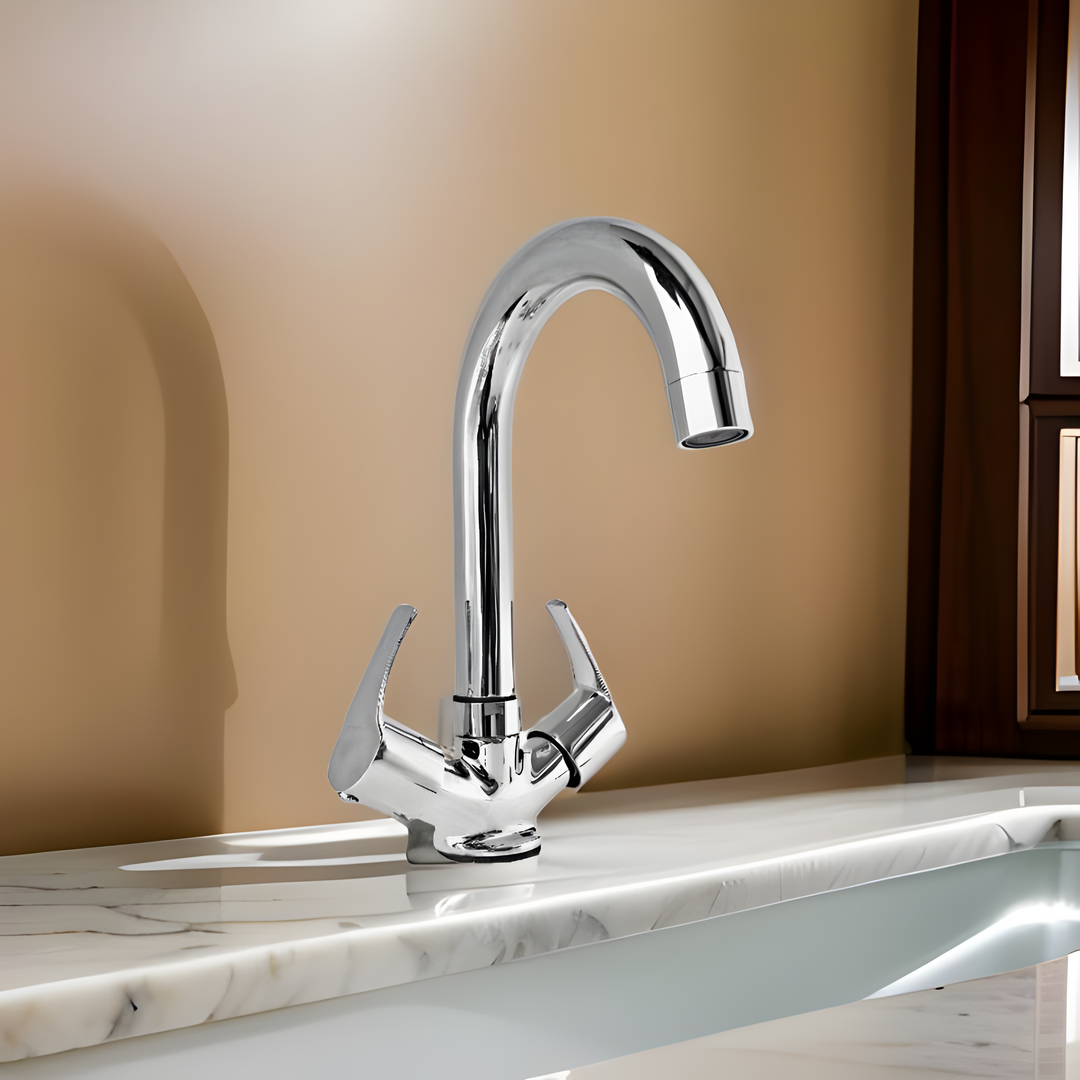 Versatile center hole basin mixer faucet suitable for various sink styles and designs