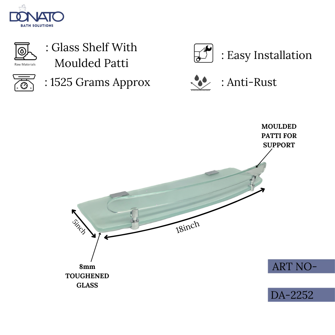 Durable tempered glass shelf for bathroom or kitchen use