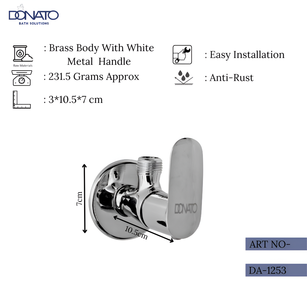 Easy-to-install angle valve with a polished finish, with 231.5 grams weight ,anti rust