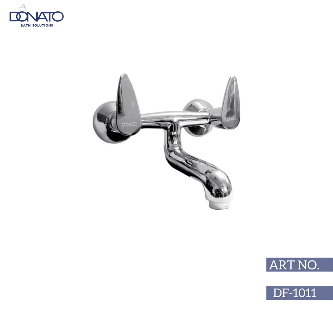 Contemporary wall mixer non-telephonic featuring dual handles for precise temperature