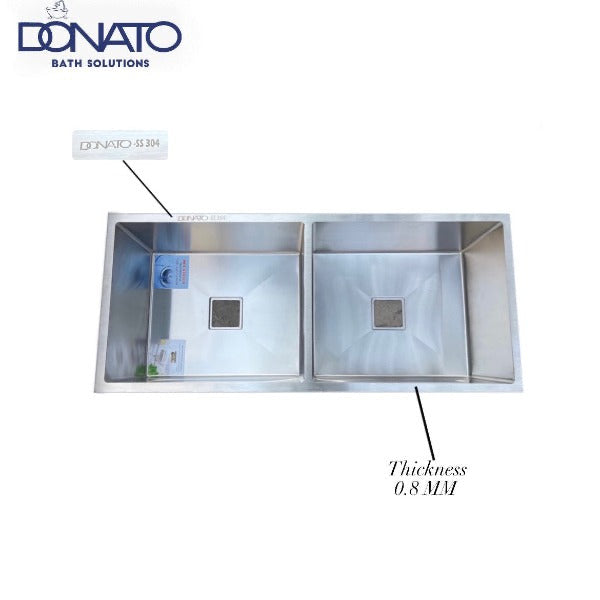 DONATO 37" X 18 " HANDMADE KITCHEN SINK 304 GRADE 0.8MM MADE IN INDIA