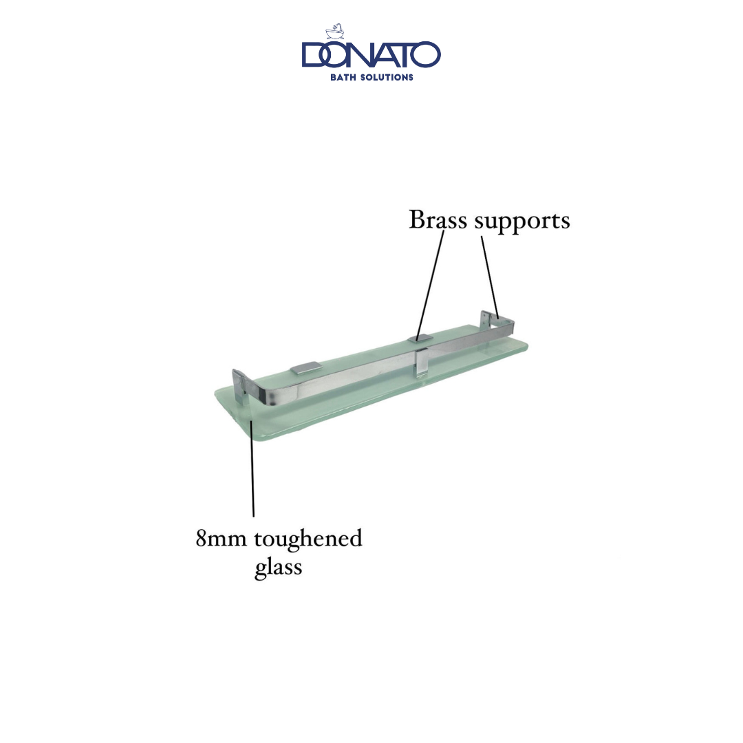 infor-img-of fashion Elegant tempered glass shelf with chrome brackets in a contemporary bathroom