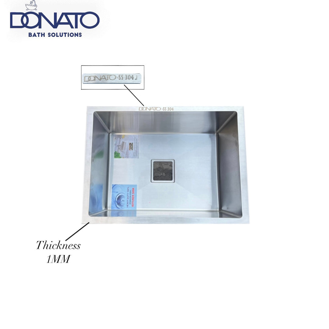 DONATO 16" X 18 " HANDMADE KITCHEN SINK 304 GRADE WITH TAPHOLE 1MM MADE IN INDIA