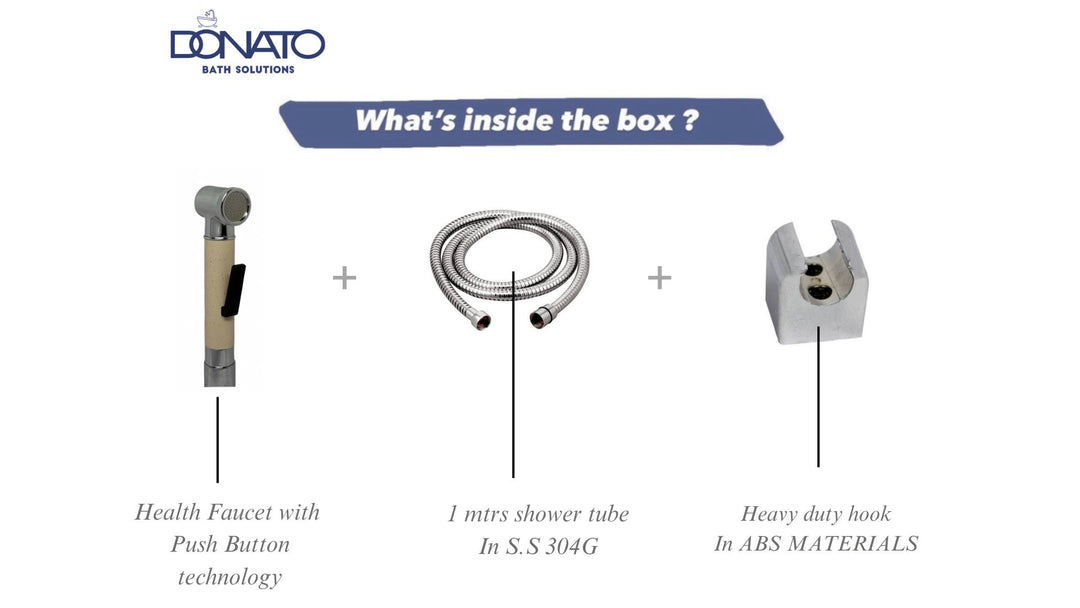 MARBLE IVORY CLICK BUTTON HEALTH FAUCET WITH 1.0 MTRS. HD SHOWER TUBE AND HOOK