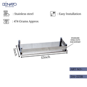 Sleek SS shelf ideal for kitchens and industrial settings.