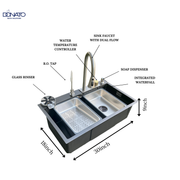 DONATO WATERFALL KITCHEN SINK BLACK 30