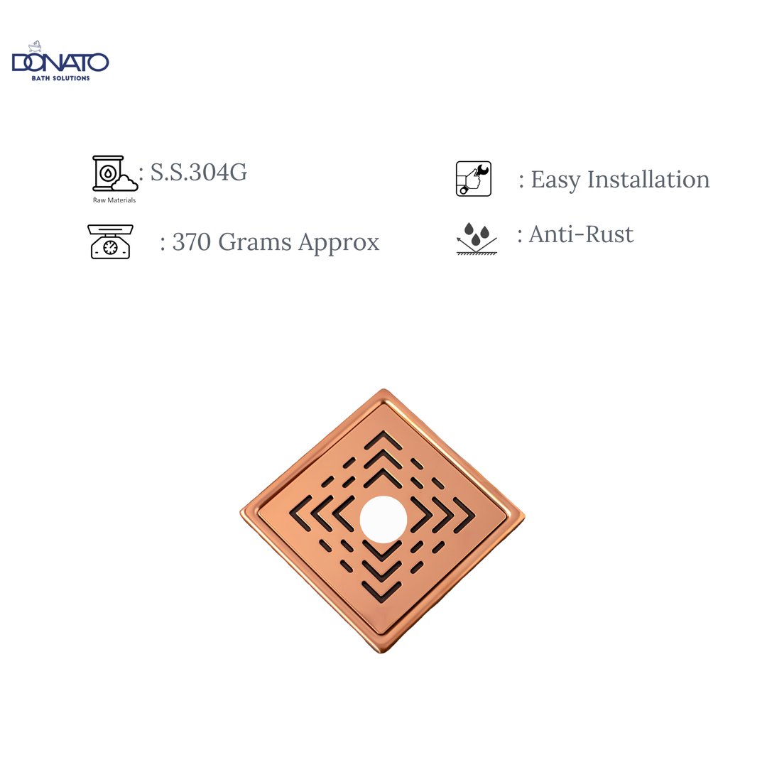 ZEN HOLE 6"x6" ROSE GOLD - SS 304 GRATINGS
