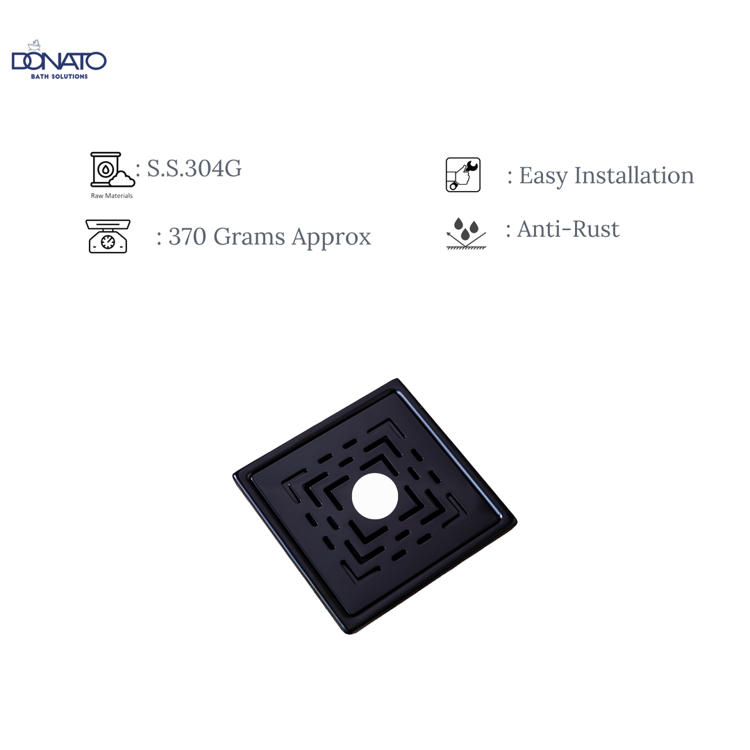 ZEN HOLE 6"x6"  MATT BLACK - SS 304 GRATINGS