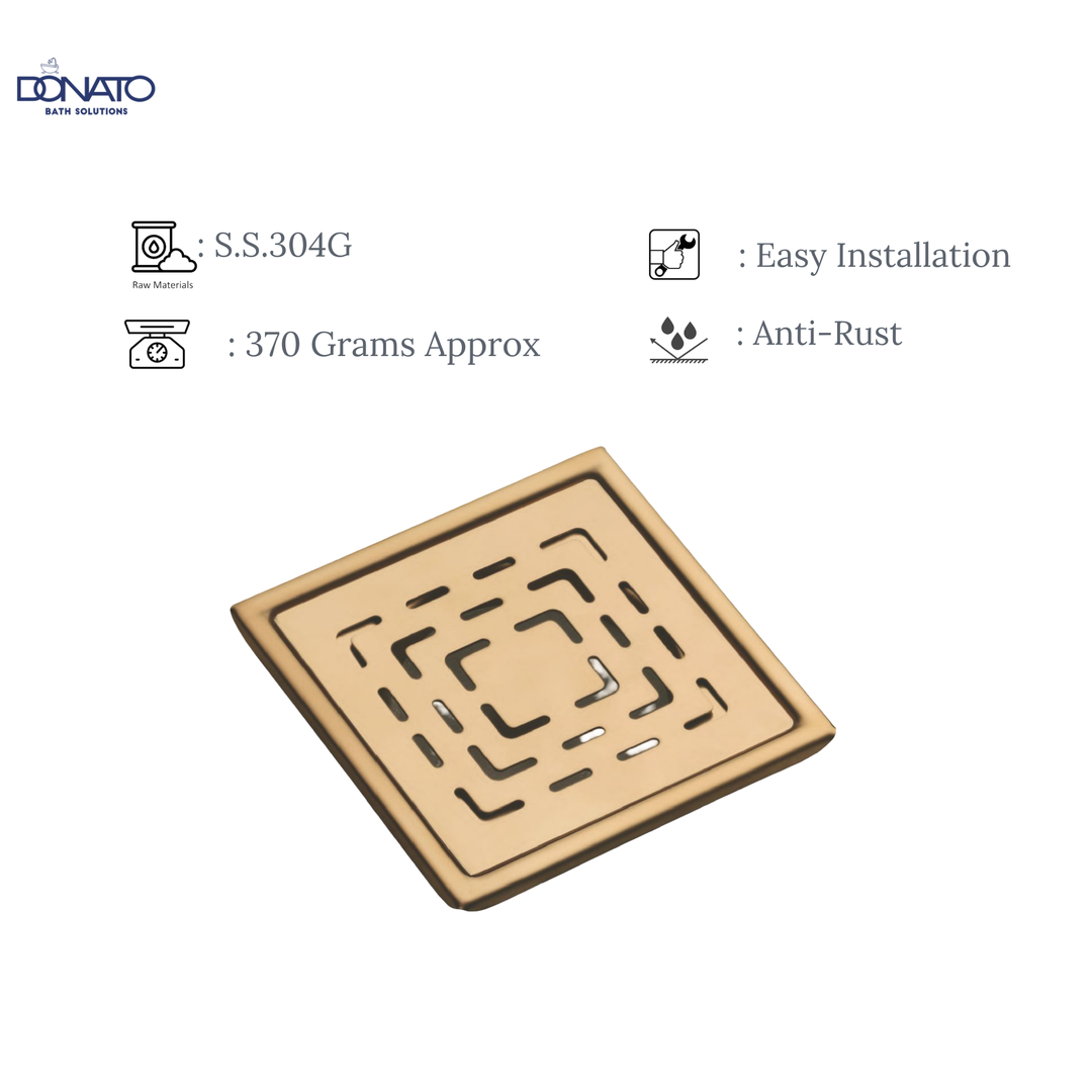 ZEN PLAIN 6"x6"  GOLD - SS 304 GRATINGS