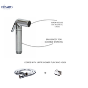 DEFT BRASS CLICK BUTTON HEALTH FAUCET WITH 1.0 MTRS. HD SHOWER TUBE AND HOOK