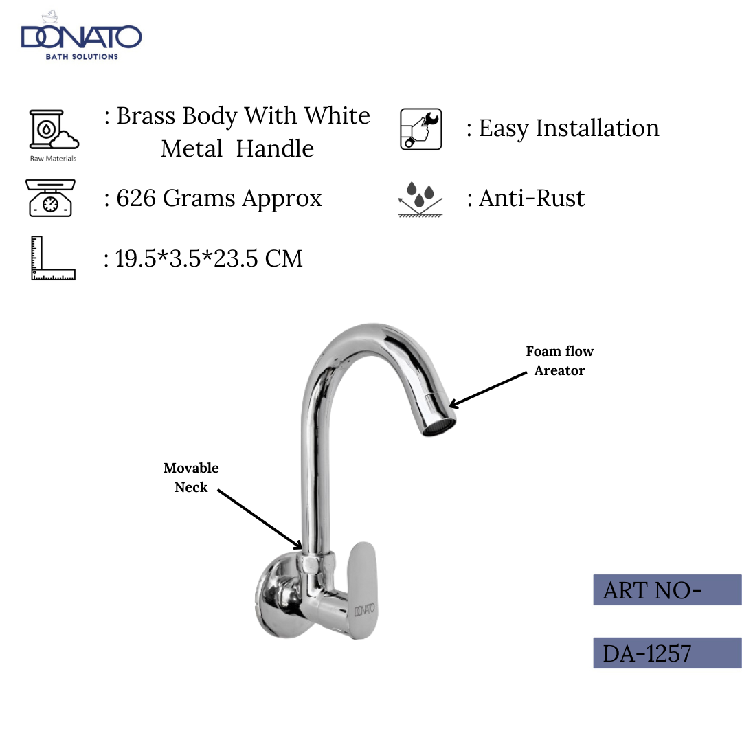 BRASS SINK COCK WALL MOUNTED -DAISY