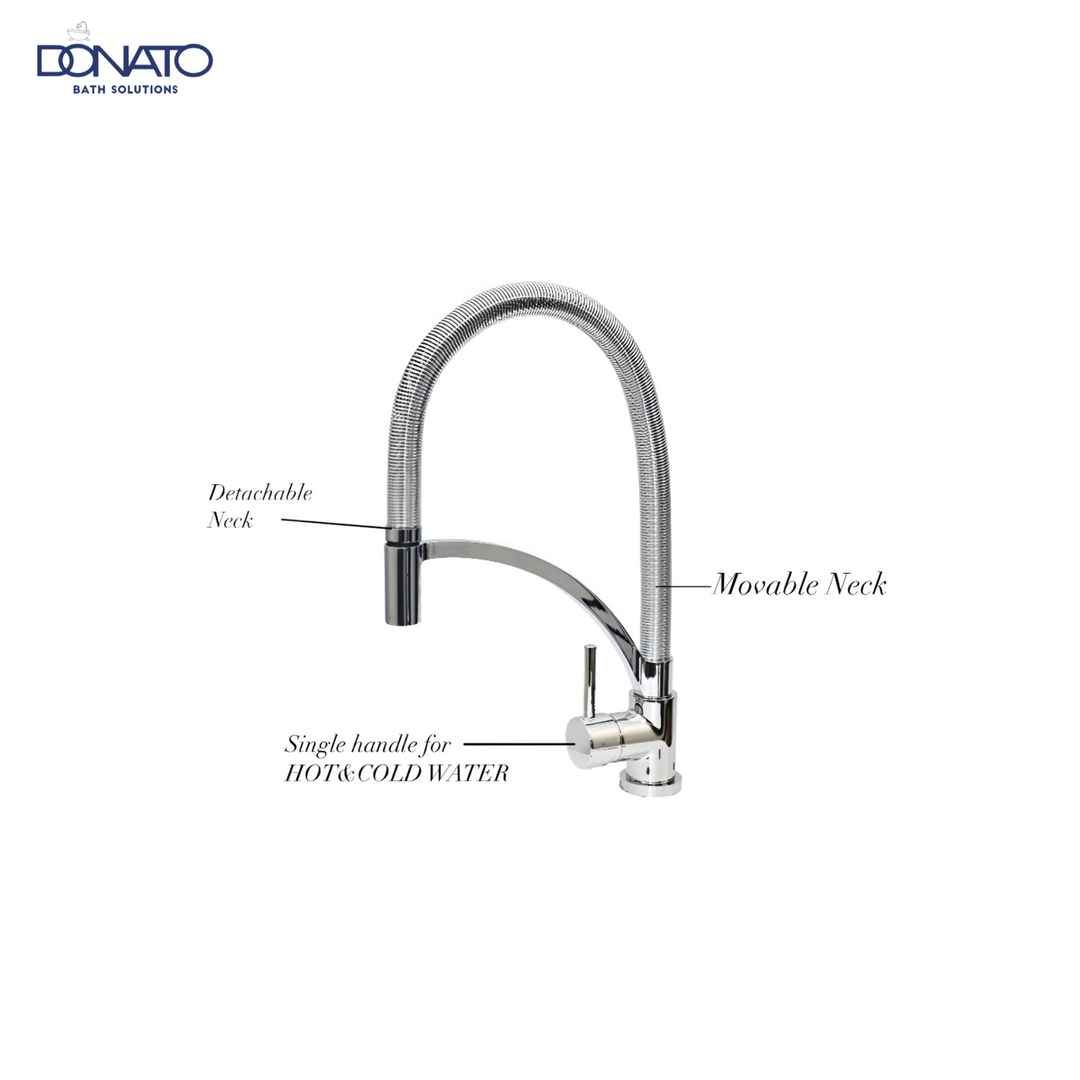 SINGLE LEVER SINK MIXER TABLE MOUNTED- ROUND CHROME
