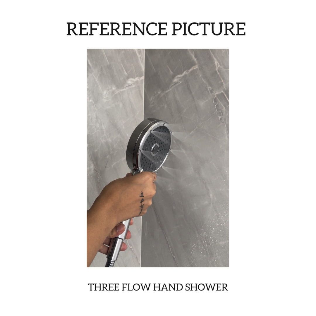 Elegant hand shower with a brushed nickel finish, installed in a luxurious bathroom 