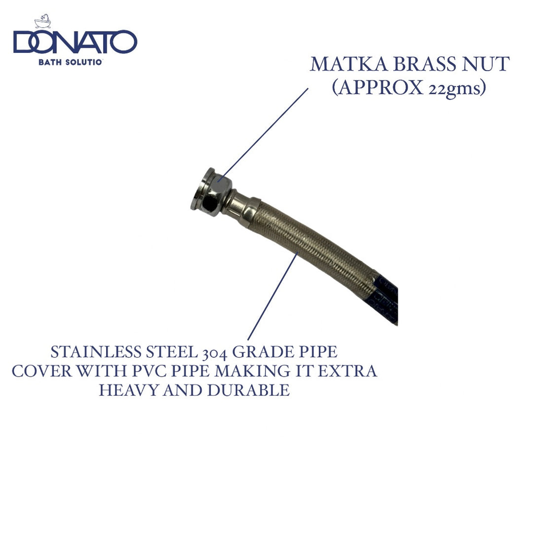 DONATO STAINLESS STEEL 304 GRADE 18” CONNECTION PIPE WITH PVC COATING & BRASS NUT