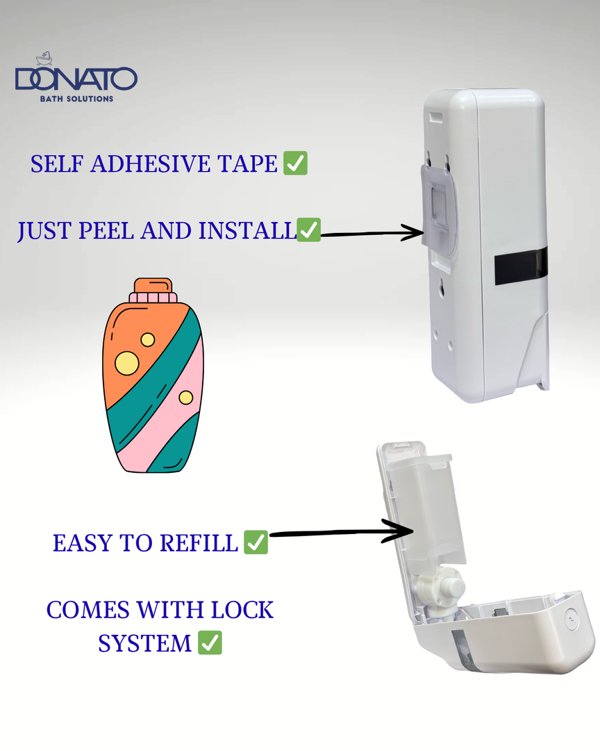 Donato soap Dispenser with self adhesive tape