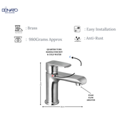 GRACE Single Lever Basin Mixer - Modern Bathroom Faucet