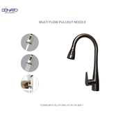 DONATO SINGLE LEVER PULLOUT SINK MIXER TABLE MOUNTED- DARK GREY STAINLESS STEEL