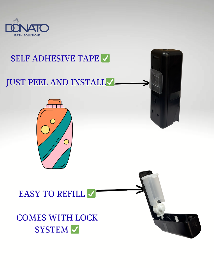 Donato soap Dispenser with self adhesive tape