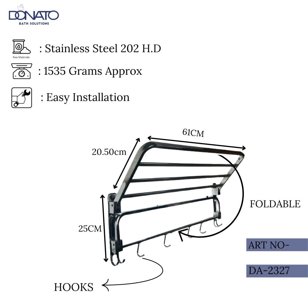 SS 202 HD 24" FOLDING TOWEL AND CLOTH RACK