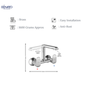 DONATO BRASS SINK MIXER WALL MOUNTED -GRACE