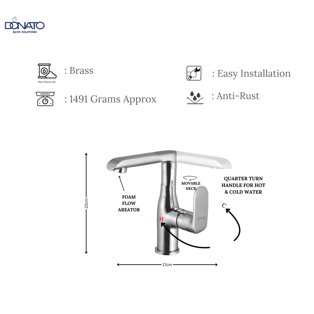 DONATO SINGLE LEVER SINK MIXER TABLE MOUNTED- GRACE