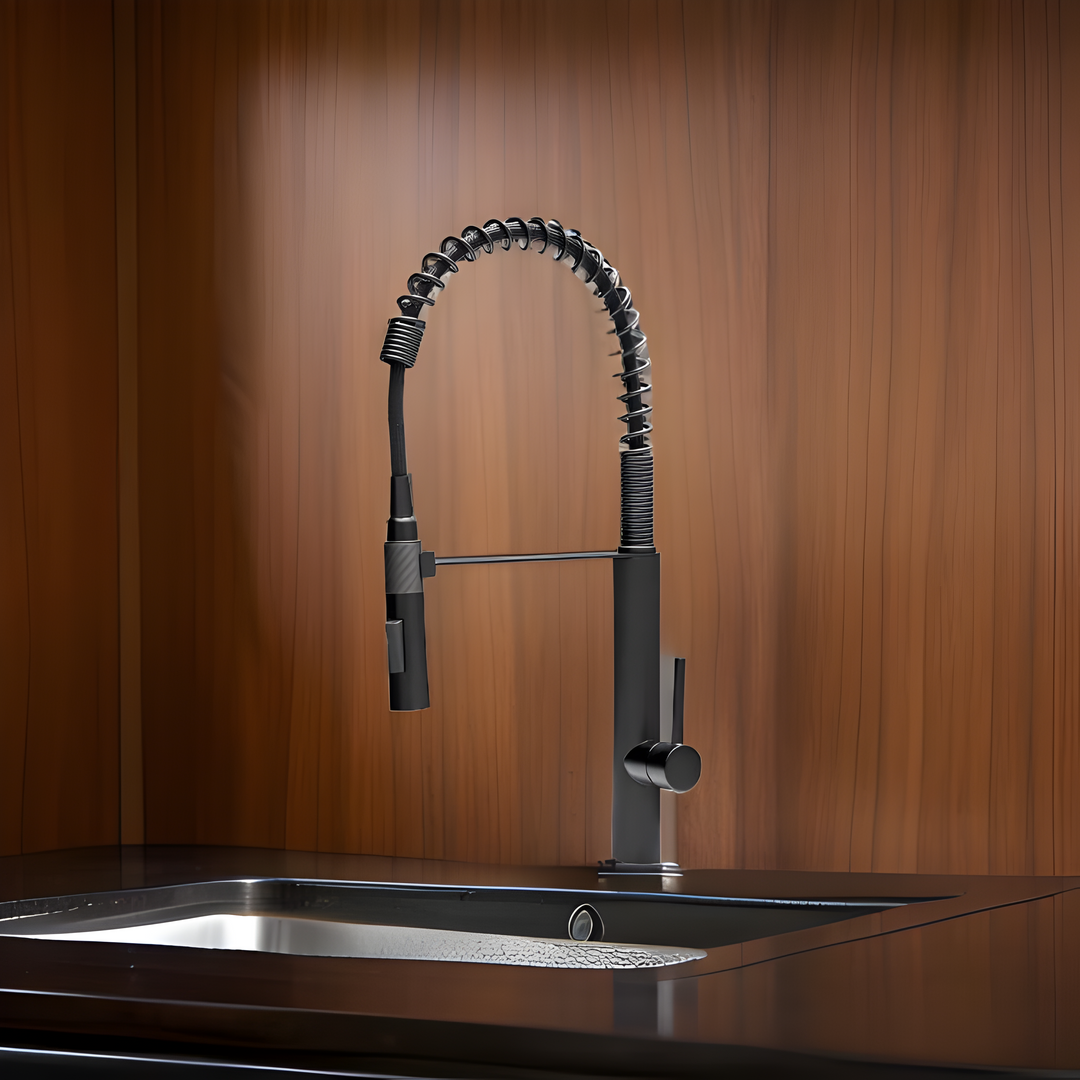 SINGLE LEVER SINK MIXER TABLE MOUNTED- PULLOUT BLACK