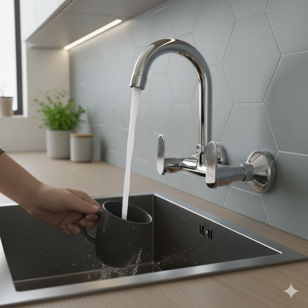 DONATO BRASS SINK MIXER WALL MOUNTED -DAISY