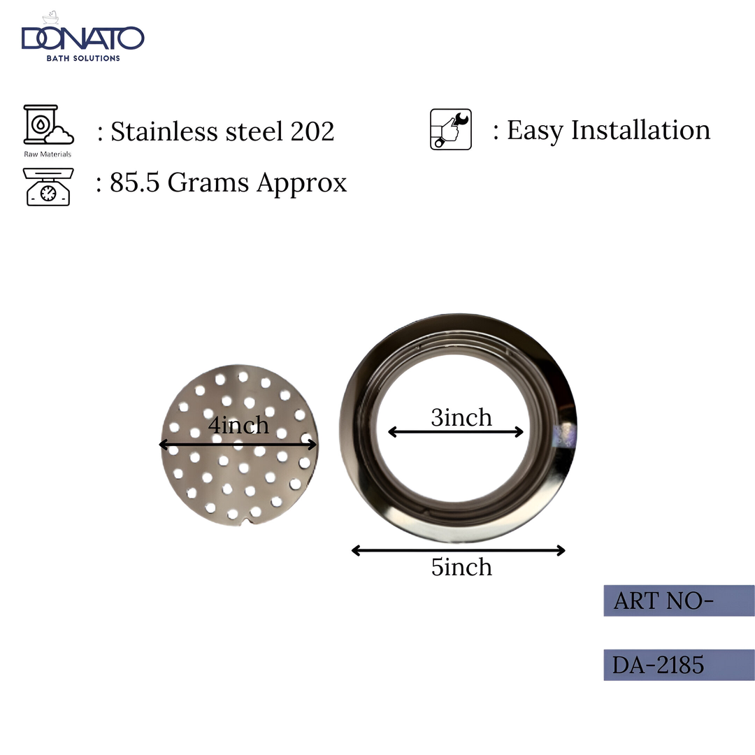 Round Shaped Classic Inches Floor Water Drain 304 Grade Stainless Steel Floor Drain /Grating Trap Drain Cover for Bathroom and Kitchen - Rust-Free, Durable DA-2185