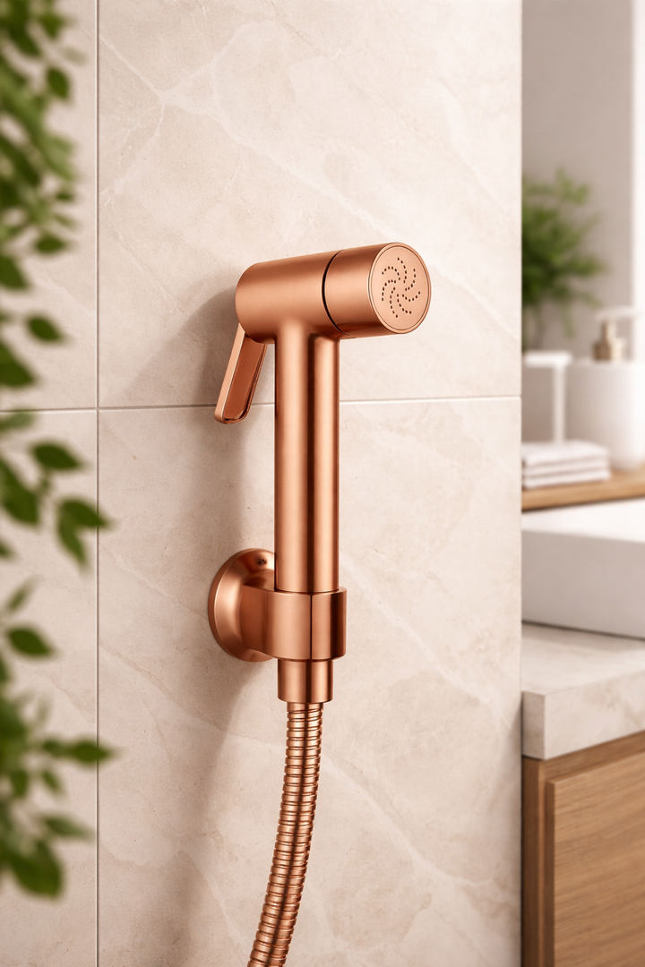 DAISY ROSE GOLD HEALTH FAUCET WITH 1.0 MTRS. HD SHOWER TUBE AND HOOK