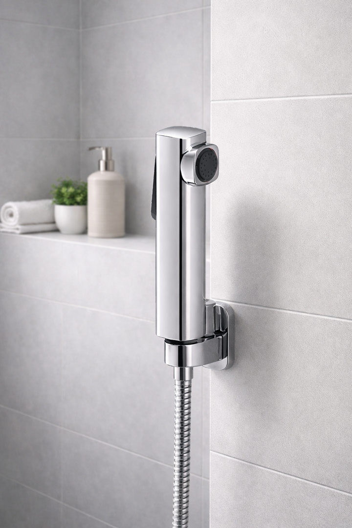 DANISH CLICK BUTTON HEALTH FAUCET WITH 1.0 MTRS. HD SHOWER TUBE AND HOOK