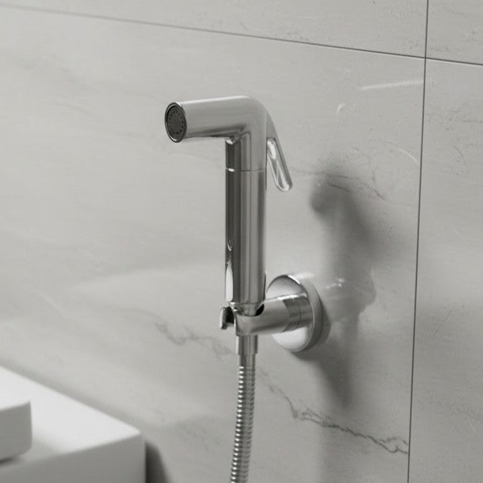 DEFT BRASS CLICK BUTTON HEALTH FAUCET WITH 1.0 MTRS. HD SHOWER TUBE AND HOOK