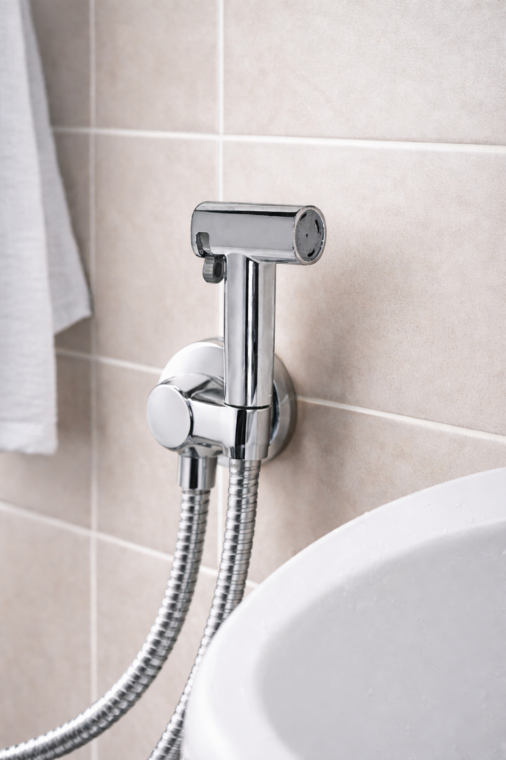 DODGE CLICK BUTTON HEALTH FAUCET WITH 1.0 MTRS. HD SHOWER TUBE AND HOOK