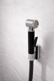 MARBLE HEALTH FAUCET BLACK WITH 1.0 MTRS. SHOWER TUBE AND SHOWER HOOK