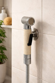 MARBLE IVORY CLICK BUTTON HEALTH FAUCET WITH 1.0 MTRS. HD SHOWER TUBE AND HOOK