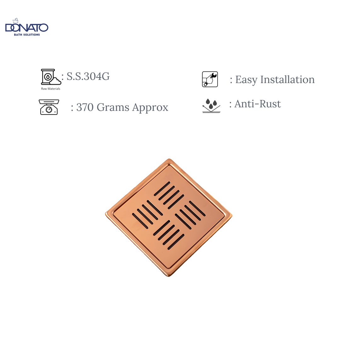 GLORY PLAIN 6"x6" ROSE GOLD - SS 304 GRATINGS