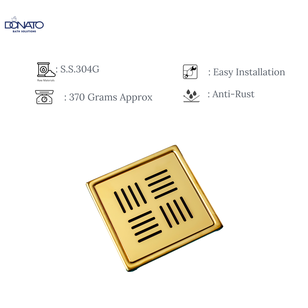 GLORY PLAIN 6"x6"  GOLD - SS 304 GRATINGS