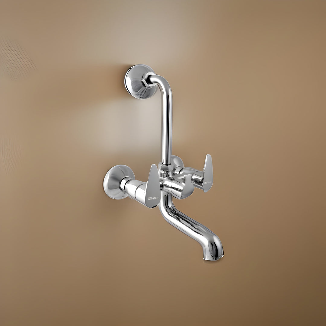 Durable L-blend wall mixer featuring a high-quality brass body for reliable water control